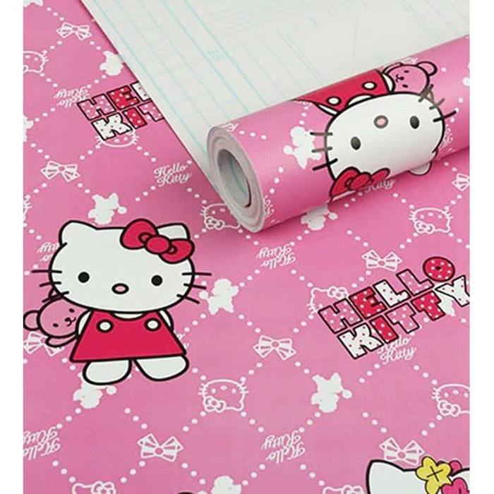 Wallpaper Sticker Dinding Motif Hello Kitty uk 45cm x10m