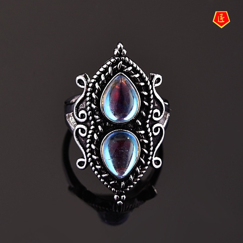 [Ready Stock]S925 Silver Vintage Moonstone Ring