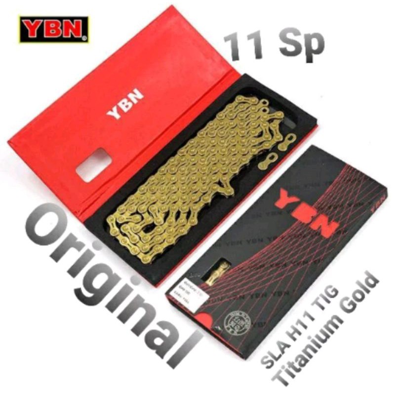 Chain Rantai Sepeda YBN 11sp Gold SLA H11 TIG titanium Gold . Compatible shimano sram campagnolo vg sport KMC MTB Roadbike