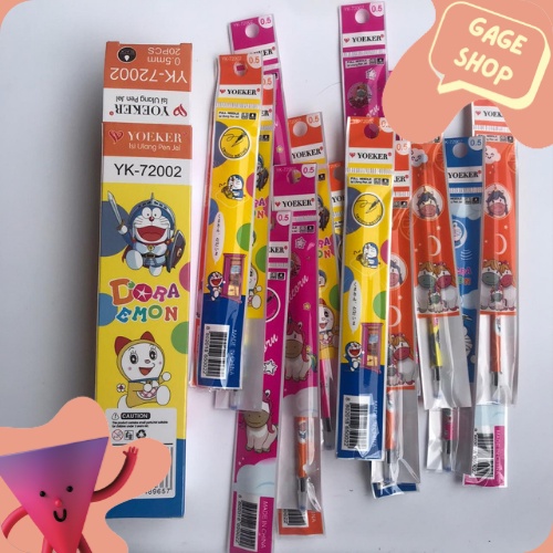 

isi reffil pulpen tinta karakter doraemon 1 set (20 pcs) pen lucu unil pena bolpen unik keren imu fancy cisa COD termurah import