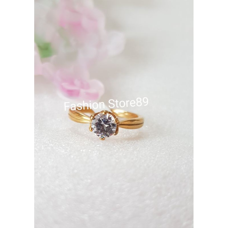 New cincin permata putih Titanium gold impor Fashion cincin emas titanium permata putih bestseller