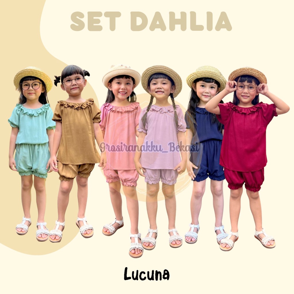 Setelan Anak Rayon Dahlia Lucuna Mix Warna Size 1-5 Tahun