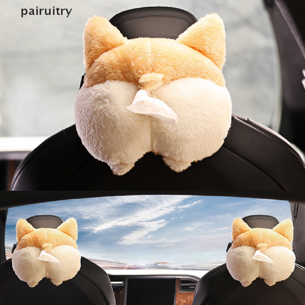 PRT  Creative Corgi Ass Tissue Box Soft Cartoon Napkin Case Cute Animal Car Paper Box PRT