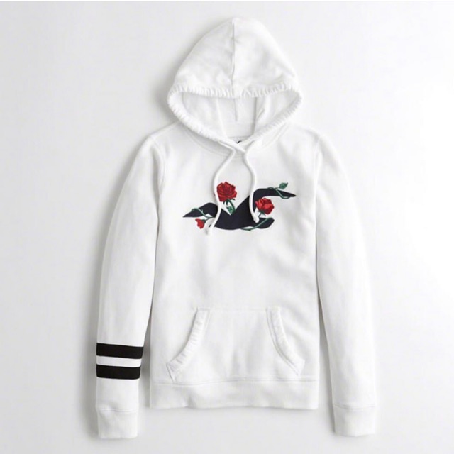 hollister white rose hoodie