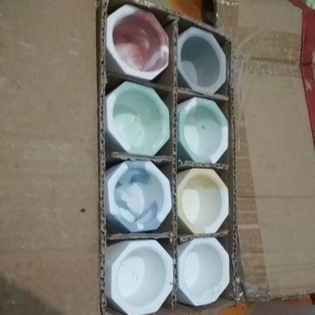 Pot Mini Marble Putih Hijau | Pot Sukulen