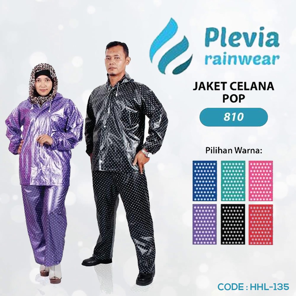 PLEVIA 810 - Jas Hujan Jaket Celana Polkadot Pop Stelan Raincoat Murah - HHL-135