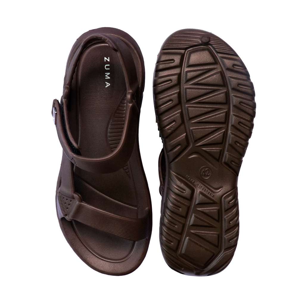 Zuma Men Rocky 3 Brown, Sandal Gunung Pria Karet Polos - Cokelat