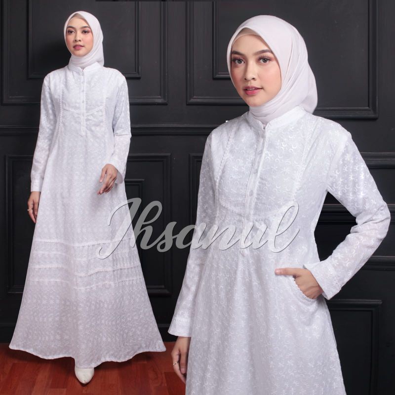 Gamis Putih Wanita Manasik Haji / Gamis Putih Dewasa Bahan Adem / Gamis Putih Untuk Umroh / Gamis Pu