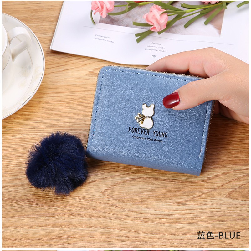 BV.ID DL383 DOMPET KOIN MINI MOTIF KUCING LUCU IMPORT GAYA KOREA GANTUNGAN BULU COD