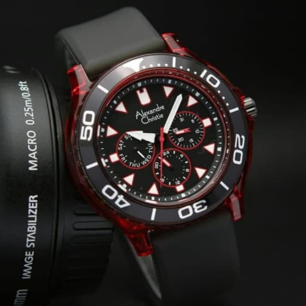 JAM TANGAN PRIA ALEXANDER CHRISTIE ORIGINAL RED BLACK AC6531