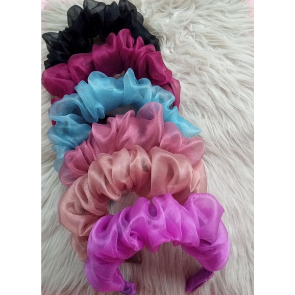 BANDO KOREA RUFFLE SCRUNCHIE ORGANZA  HEADBAND