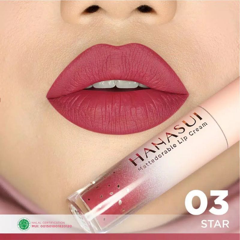 najmia Hanasui Mattedorable BOBA Lip Cream bibir blush on lip and cheek lipstik matte hanasui Boba-03 star