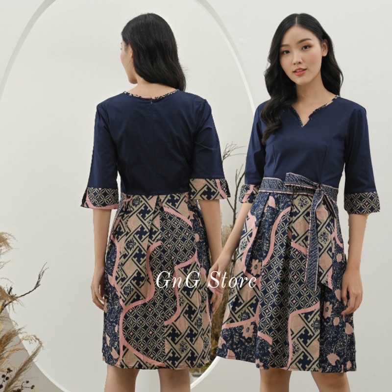Dress Batik 263 BNI/ Dress Batik Wanita Modern