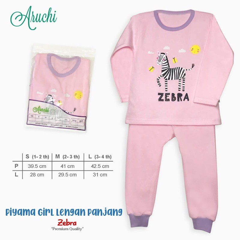 Aruchi Setelan Polos sablon Panjang - Aruchi piyama bayi/Aruchi baby/Piyama bayi/Piyama anak