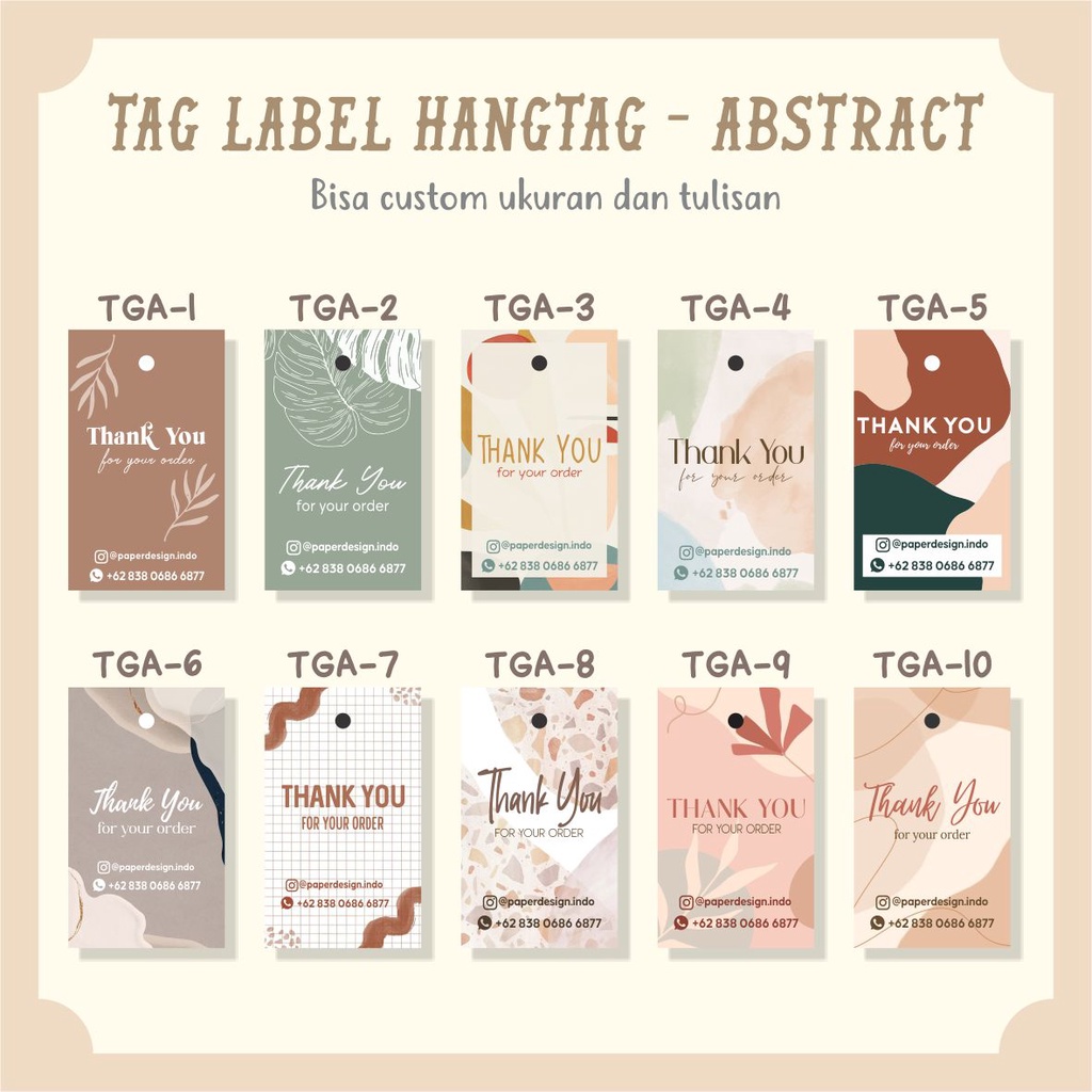 ABSTRACT TAG LABEL HANGTAG THANK YOU FOR YOUR ORDER KEMASAN PRODUK HAMPERS CARD KARTU UCAPAN PLONG B