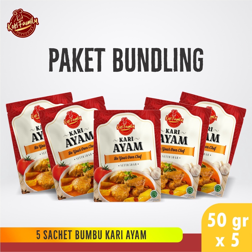 

Paket Bundling Koki Family Bumbu Instan Kari Ayam 50Gr -5 Pcs