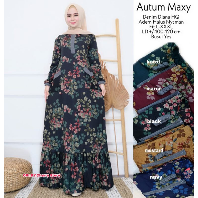 baju muslimah autum maxy diana denim premium/gamis muslim