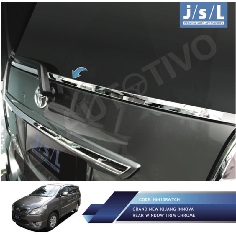 INNOVA 2004 2006 2008 2010 2012 2015 LIST KACA BELAKANG REAR WINDOW LINER LIS JENDELA CHROME SILVER