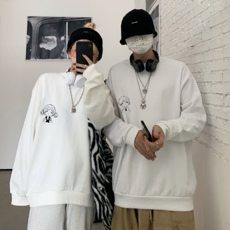 S - XXXXXL(6XL) Sweater Crewneck BOY &amp; GIRL cute Couple Chibi Anime Manga Drawing BIGSIZE Jumbo Oversize Korean Harajuku Style