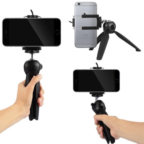Tripod mini HP / camera / action cam / vlog  - tripod kaki selfie + holder HP
