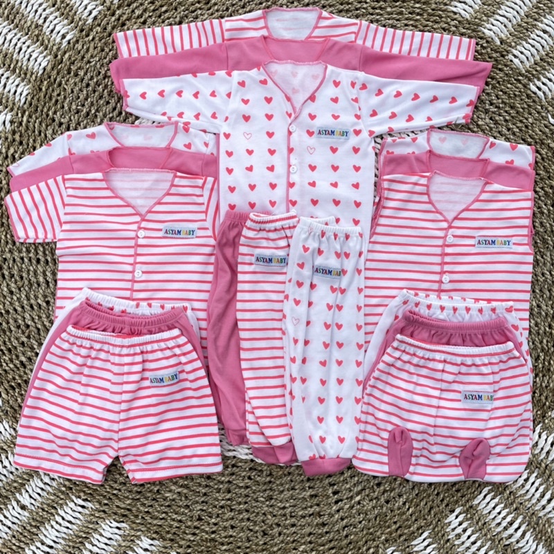 PROMO 7.7 18PCS Baju Bayi Perempuan Baju Bayi Pink Baju Bayi Baru Lahir Baju Bayi Newborn Celana Bayi Atasan Bayi DNW BABY