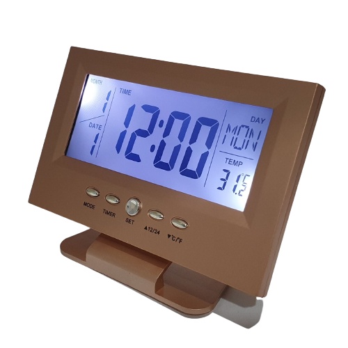 Jam Digital LED Kenko Kalender Temperature Alarm Meja TV Clock KK-8082 Gold