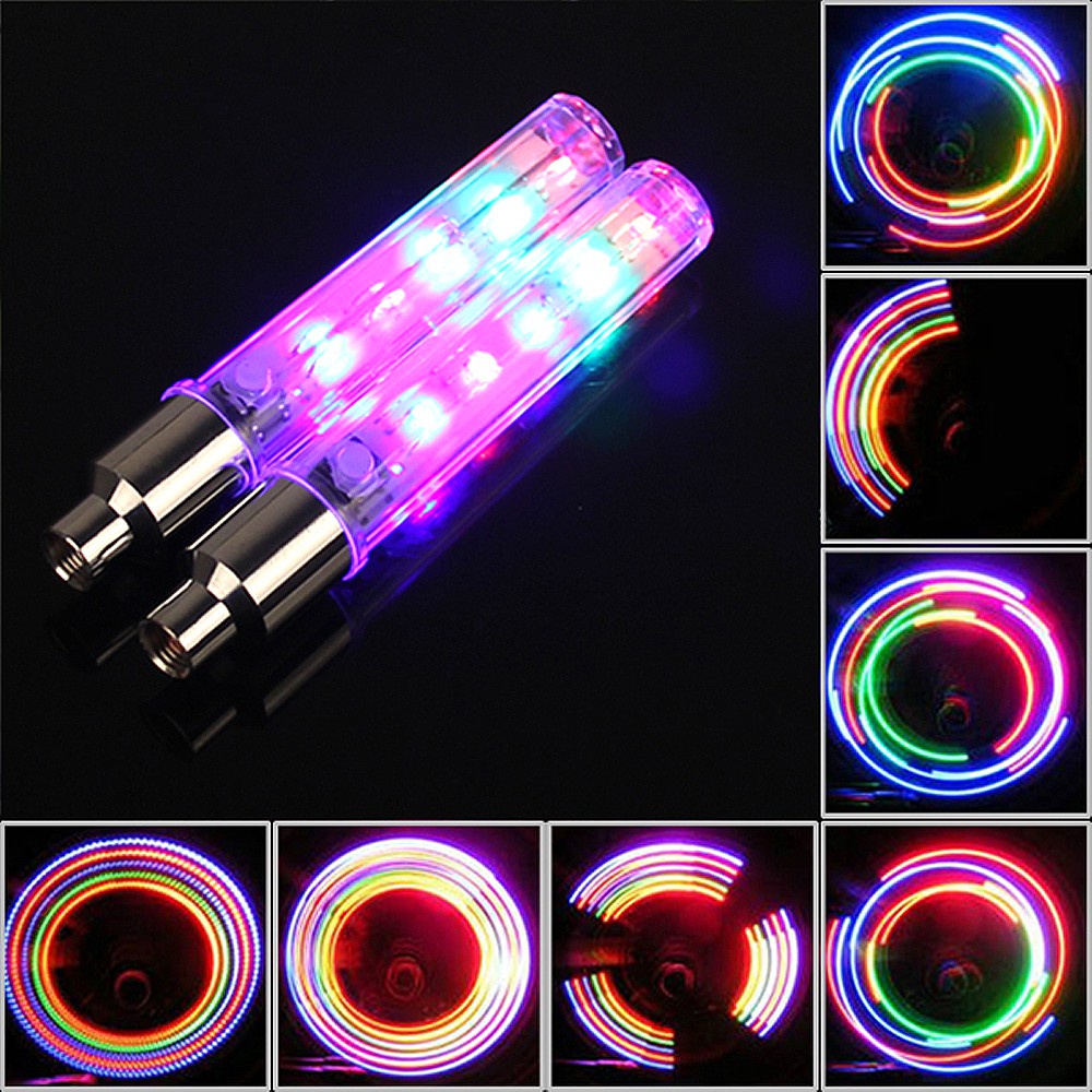 Lampu Peringatan 5 Led Warna-Warni 4 Warna Untuk Roda Sepeda / Motor / Mobil