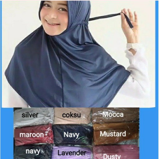 Jilbab Serut Polos jokowi / Hijab instan Adiba pet antem / Khimar jersey / Kerudung simpel