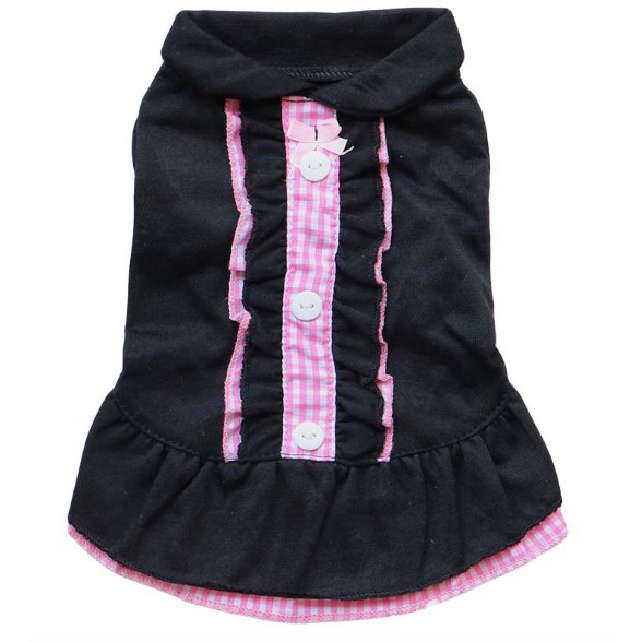 Baju Pakaian Pet Anjing Kucing Motif ROK HITAM PINK Doggy Puppy Kucing Kecil Dog Kitty Kecil Besar