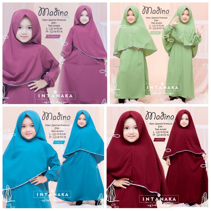 Gamis Madina Kids Syari Polos ori by Intanaka