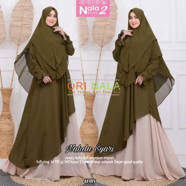 Setelan gamis + Jilbab Mahda ORI Nala