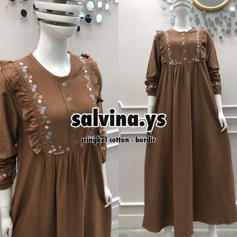 gamis salvina bordir kembang kringkel