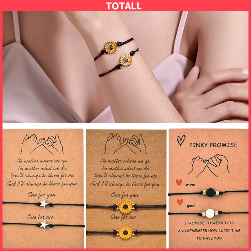 [✅COD]Gelang Sunflower Star Volcanic-rock 2 PCS Couple Korea Fashion Simple Wanita Perhiasan Aksesoris Penjualan Panas Mode