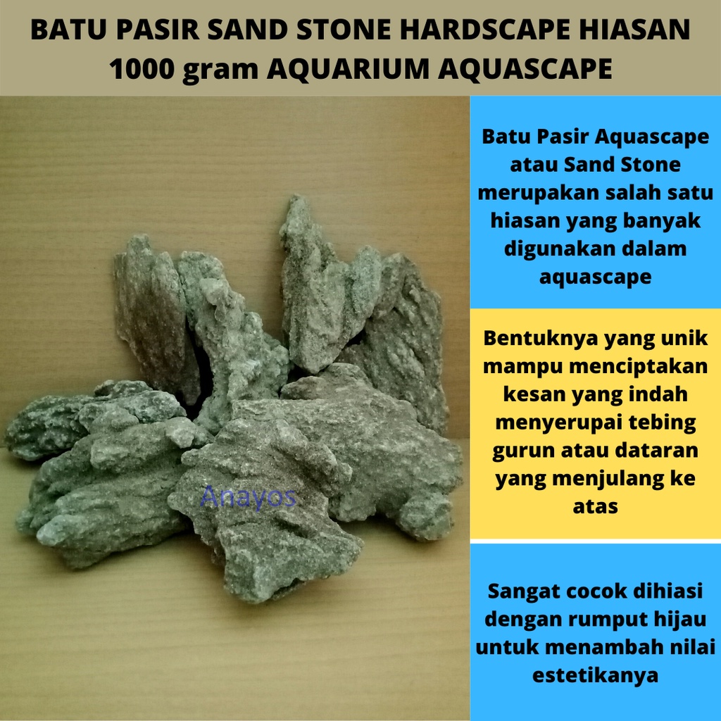 Batu Pasir Sand Stone Hardscape Hiasan 1000 Gram Aquarium Aquascape