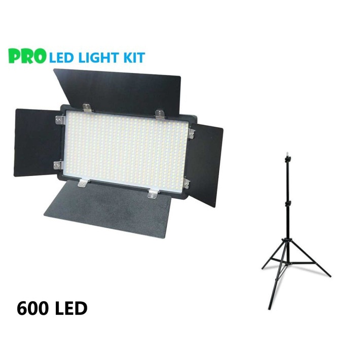 [Paket] Baterai Lampu Tripod Kamera Foto Video Fill Light KIT 40W PRO LED 600 Grosir