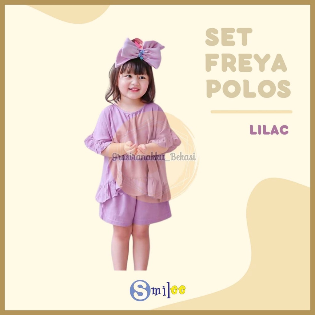 Setelan Anak Rayon Pendek Smilee Polos Freya Warna Lilac Size 1-5Tahun