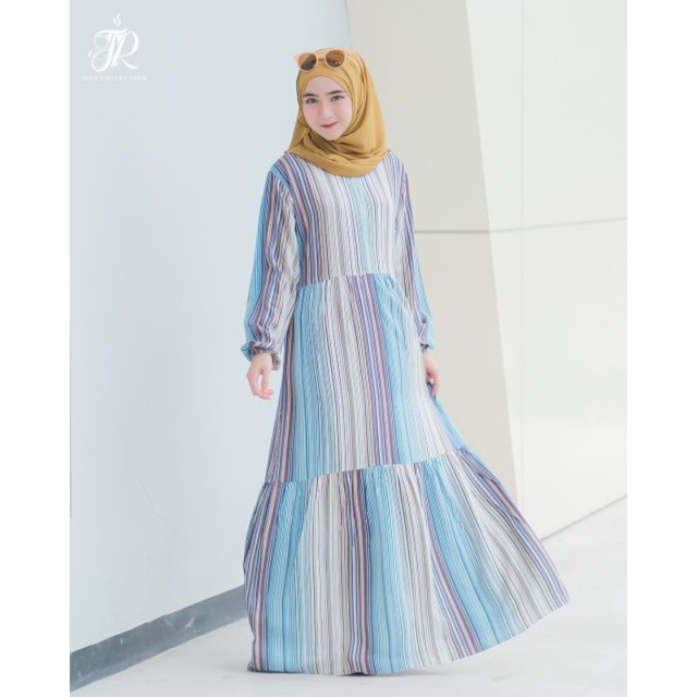 Homedress Garis Warna Rayon Import Premium Gamis Adem / Gamis Muslim / Longdress Rayon / Gamis JR On