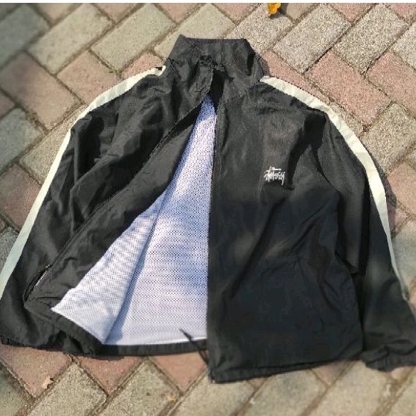 Windbreaker Jaket Stussy Vintage 90s Second Original Taped Reflective Hand