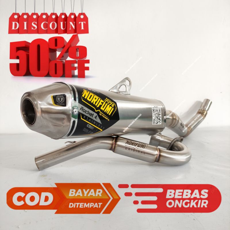Knalpot norifumi roket 4 available klx 150 dtracker 150 crf 150 wr 155 tersedia boreup dan standar