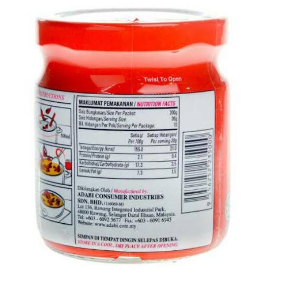 

RO3✷ Adabi Perencah Tom Yam Tomyam Tom Yum TomYum 200 gram Adabi Tomyam Botol Tha Tom Yam Paste Mode