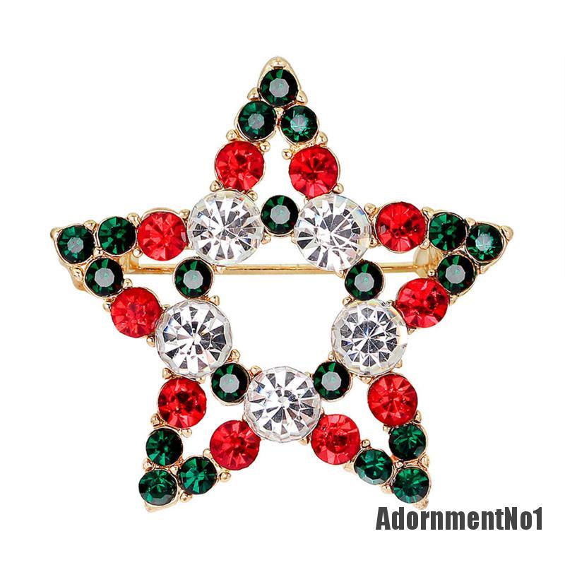 (Adornmentno1) 1pc Bros Pin Bentuk Bintang Aksen Berlian Imitasi Untuk Hadiah Natal