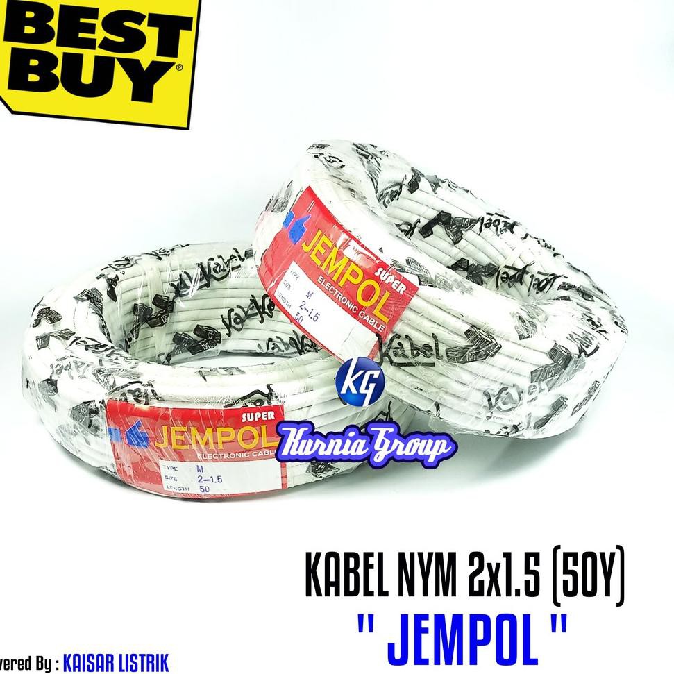 KABEL NYM 2x1.5 PANJANG 50Y PUTIH CABLE KAWAT ISI 2 JALUR HARGA 1 ROLL KBL INSTALASI LISTRIK PLN 40M
