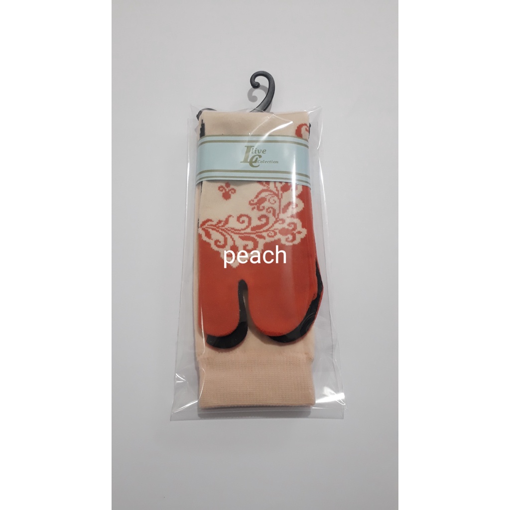 kaos kaki jempol motif wanita muslimah /bunga akar-peach