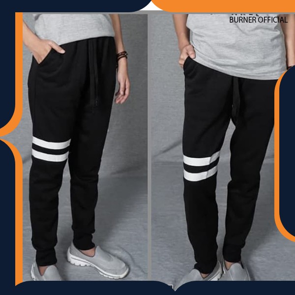 JOGGER PANJANG stripe kanan celana casual pants pria wanita