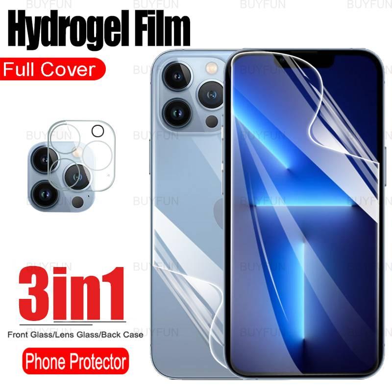 3in1 Hydrogel Film For iPhone 11 12 13 Pro Max Mini iPhone13 iPhone13Pro iPhone13ProMax Front Back Protect Film 3D Camera Lens Protector Glass