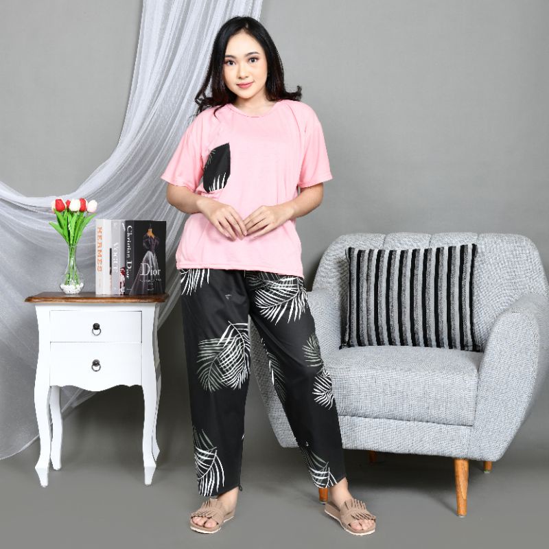 Baju Tidur Piyama Wanita/Cewek Dewasa CP Oblong Celana Panjang Kombinasi Kekinian-CP OBLONG BC.B SALEM