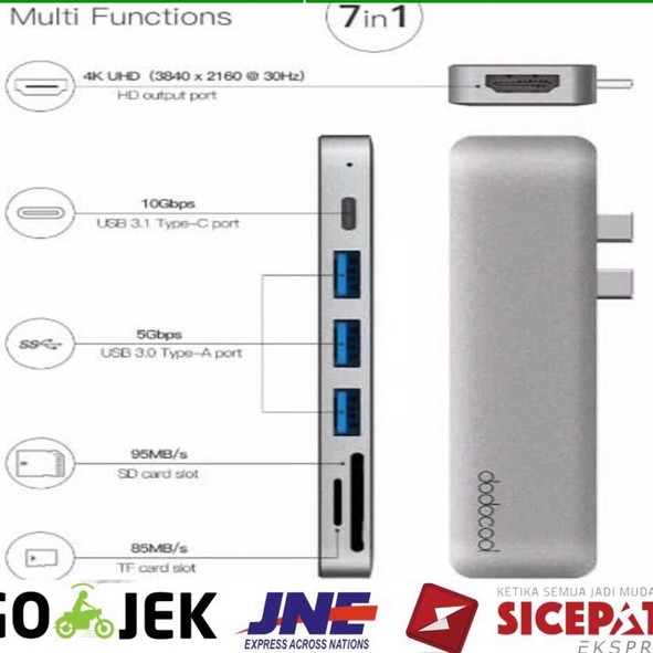 DODOCOOL MACBOOK PRO CONVERTER DC53 7IN1 USB TYPE C HUB HDMI 7 IN 1