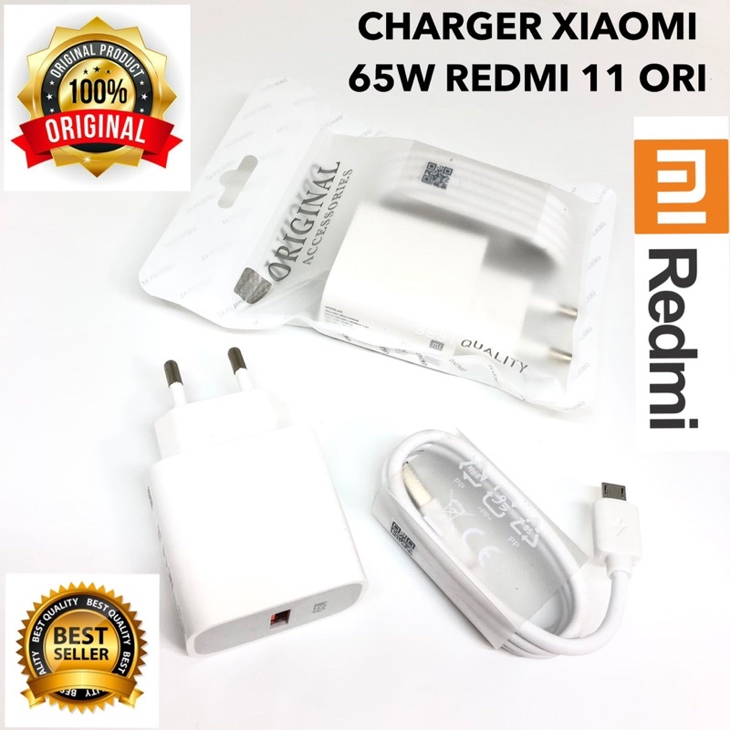 CHARGER ORI XIAOMI REDMI 11 NEW 65W FAST CHARGING MICRO TYPE C