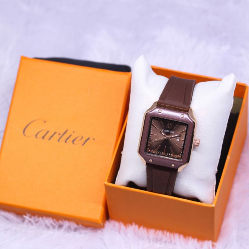 Jam Tangan Cartier Rubber Pria Wanita Terlaris Free Box Kasual