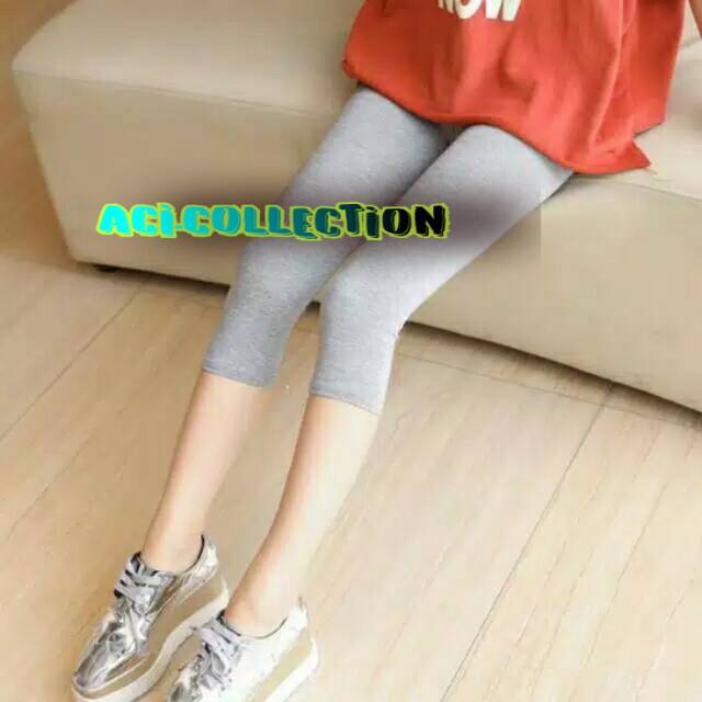 Legging Pendek 7/8 Rayon Kaos Standar &amp; Jumbo / Legging Sedengkul Kaos